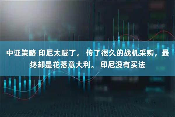 中证策略 印尼太贼了。 传了很久的战机采购，最终却是花落意大利。 印尼没有买法